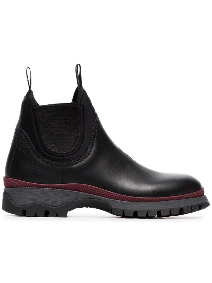 Prada Black 30 Chunky Leather Chelsea Boots