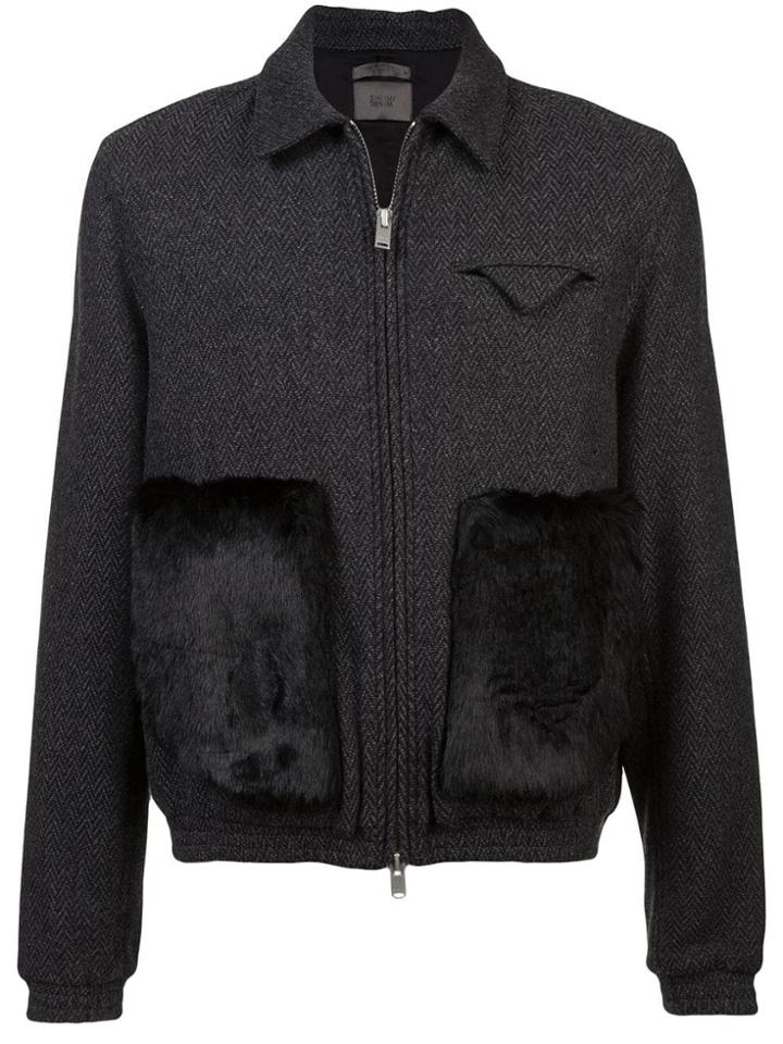 Siki Im Tweed Faux-fur Pockets Jacket - Grey