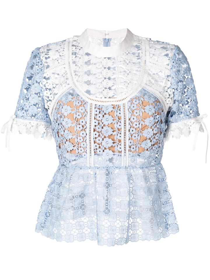 Self-portrait Embroidered Blouse - Blue