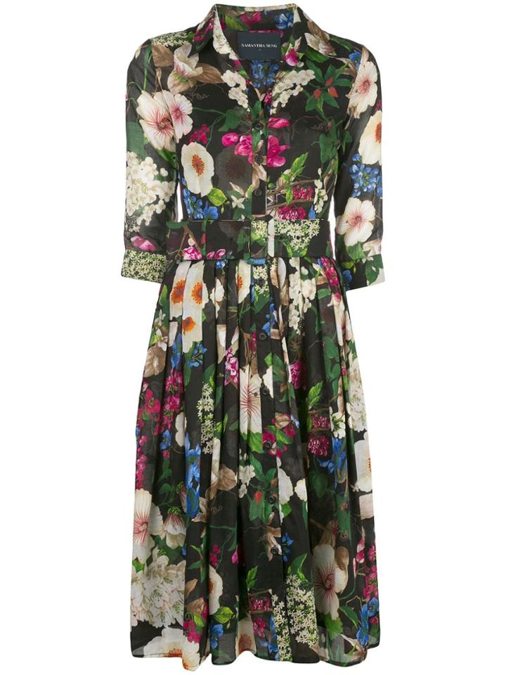 Samantha Sung Audrey Floral Print Dress - Black
