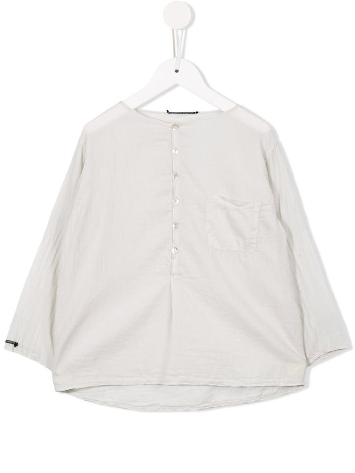 Buttoned Collarless Blouse - Kids - Cotton - 6 Yrs, Nude/neutrals, Album Di Famiglia Kids