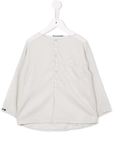 Buttoned Collarless Blouse - Kids - Cotton - 6 Yrs, Nude/neutrals, Album Di Famiglia Kids