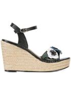 Sonia Rykiel Floral Appliqué Wedges - Black
