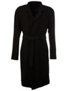 Ann Demeulemeester Belted Coat, Men's, Size: Medium, Black, Cotton/nylon/polyester/alpaca