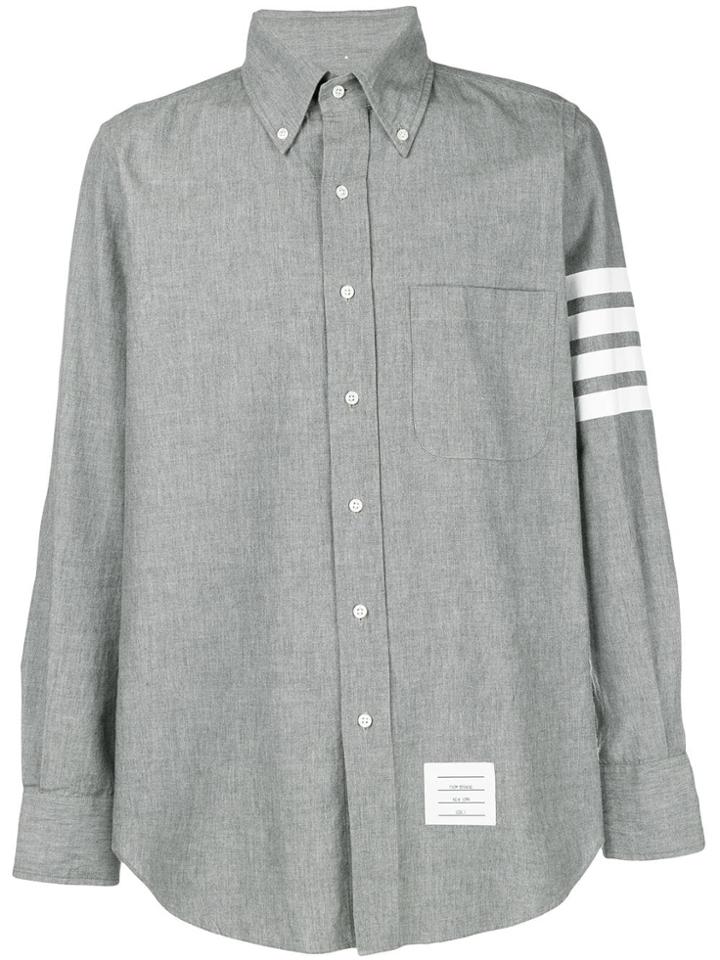 Thom Browne 4-bar Straight-fit Chambray Shirt - Grey