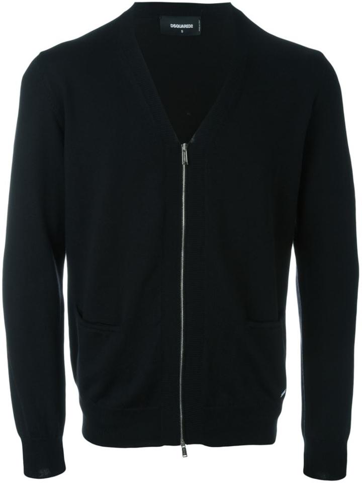 Dsquared2 Zipped Cardigan, Men's, Size: Small, Black, Virgin Wool