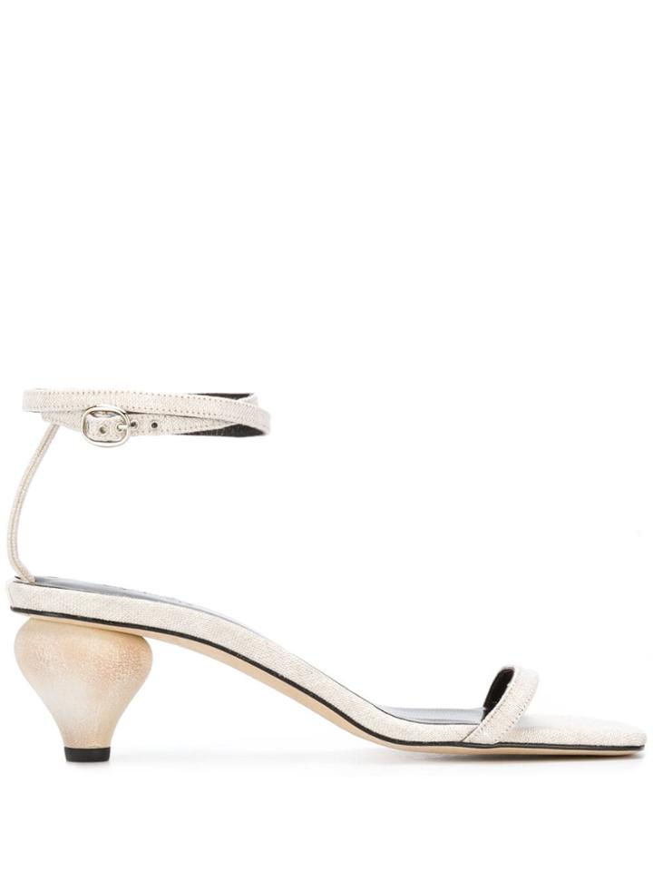 By Far Sculptured Heel Sandals - Neutrals