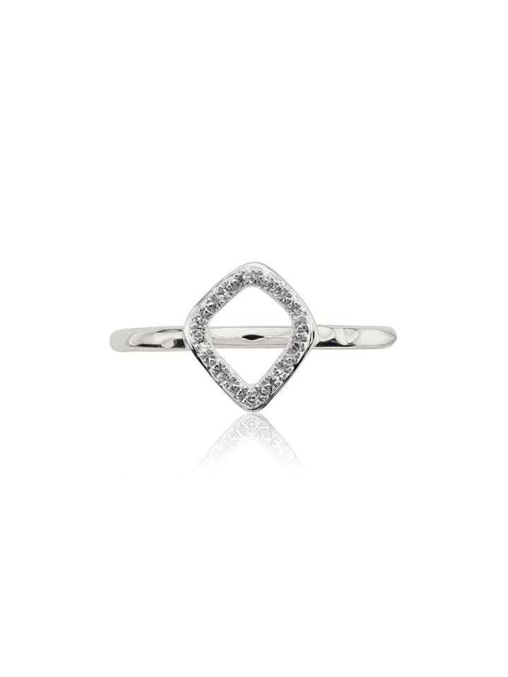 Monica Vinader Riva Mini Kite Diamond Stacking Ring - Silver