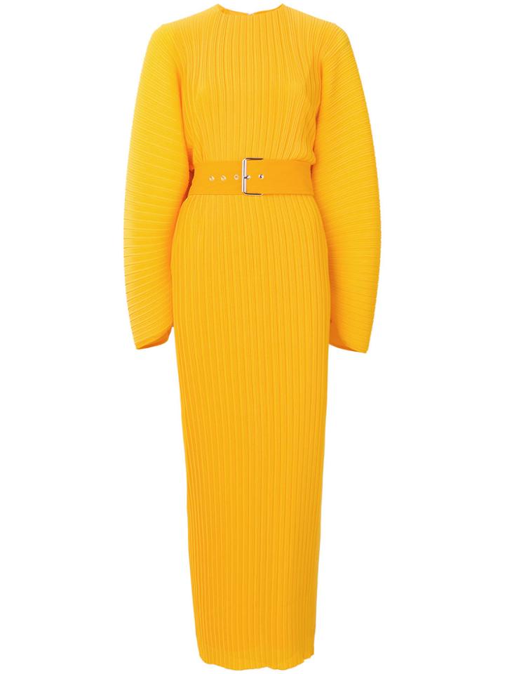 Solace London Belted Pleated Dress - Yellow & Orange