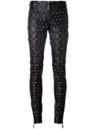 Thomas Wylde Studded Lambskin Trousers, Women's, Size: 6, Black, Lamb Skin/silk/spandex/elastane