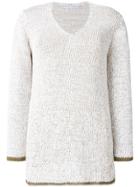 Fabiana Filippi Contrast Trim Jumper - Nude & Neutrals