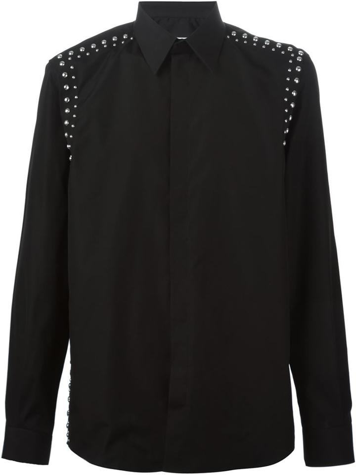 Givenchy Studded Shirt, Men's, Size: 40, Black, Cotton/brass