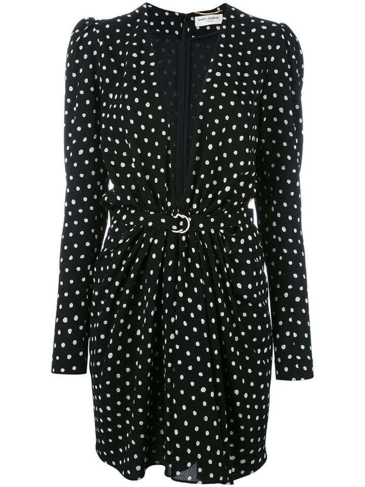 Saint Laurent Polka Dot Dress, Women's, Size: 38, Black, Viscose