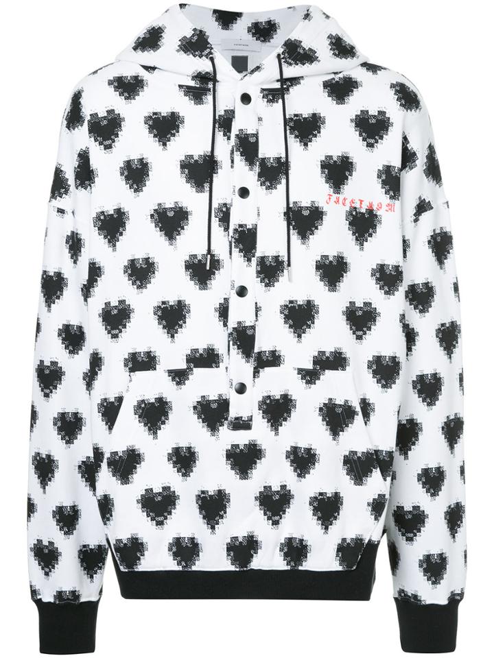 Facetasm Heart Print Hoodie - White