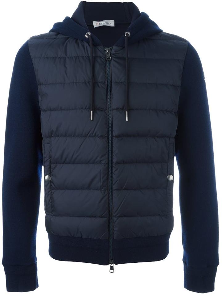 Moncler Padded Front Hoodie, Men's, Size: Xxl, Blue, Feather Down/polyamide/wool