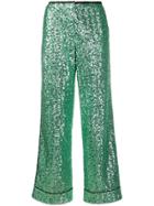 In The Mood For Love Loren Sequinned Wide-leg Trousers - Green