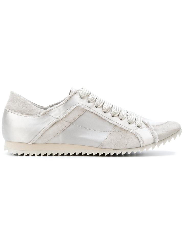 Pedro Garcia Sneakers With Frayed Trim - Nude & Neutrals
