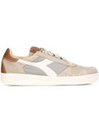 Diadora Panelled Sneakers, Men's, Size: 7.5, Grey, Leather/rubber/linen/flax