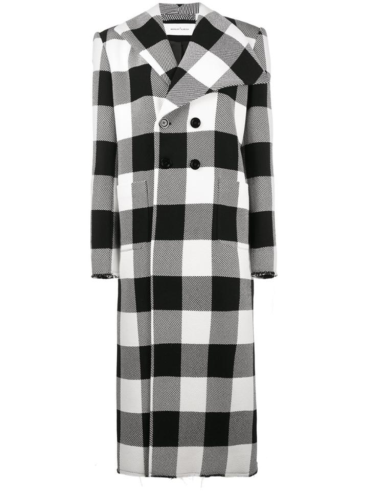 Marques'almeida Check Print Double Breasted Coat - Black