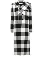 Marques'almeida Check Print Double Breasted Coat - Black
