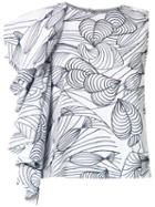 Isolda - Printed Ruffle Blouse - Women - Cotton - 40, White, Cotton