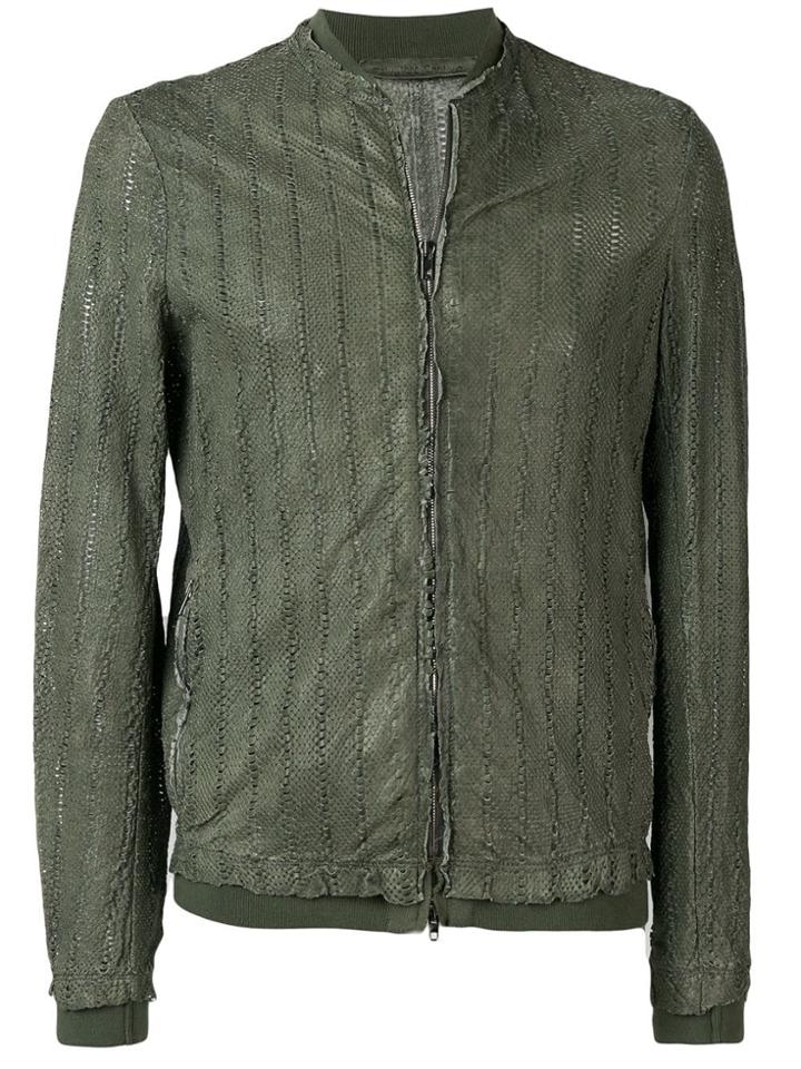 Salvatore Santoro Perforated Bomber Jacket - Green