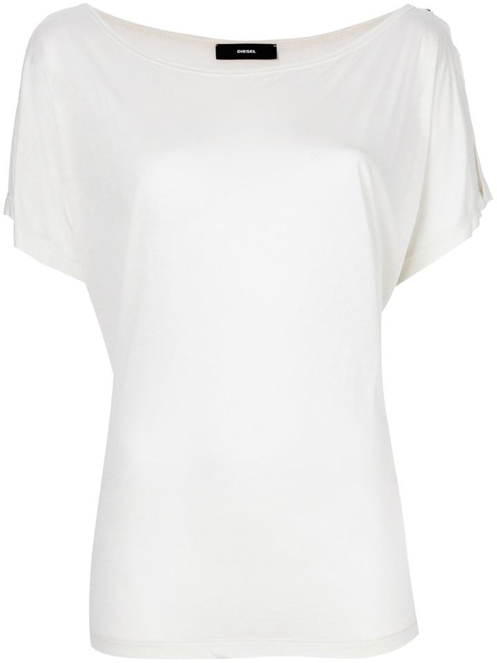Diesel - Boat Neck T-shirt - Women - Viscose - Xxs, White, Viscose