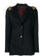 Maurizio Miri Feather Embellished Blazer - Black