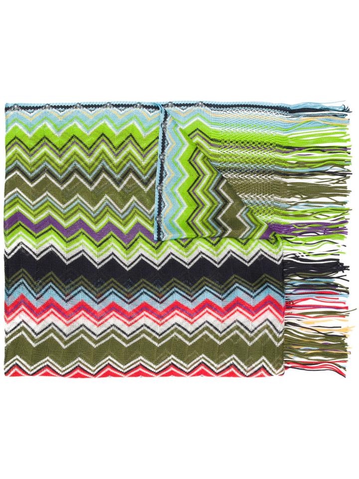 Missoni Embroidered Fringed Scarf - Multicolour
