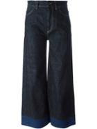Ports 1961 Wide Leg Cropped Jeans, Women's, Size: 27, Blue, Cotton