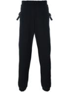 Marcelo Burlon County Of Milan Buckled Strap Detail Track Pants, Men's, Size: Large, Black, Cotton/polyester