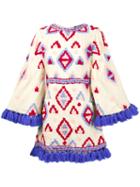 Mochi - Tassel Trim Flared Dress - Women - Silk/wool - S, Nude/neutrals, Silk/wool