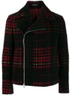Emporio Armani Checked Moto Jacket - Black