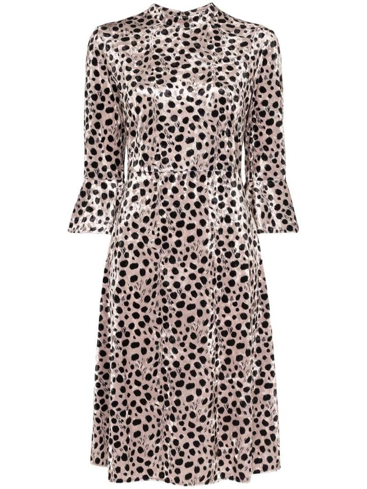 Hvn Ashley Leopard Print Velvet Midi Dress - Black