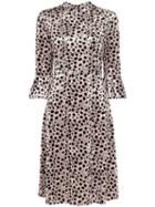 Hvn Ashley Leopard Print Velvet Midi Dress - Black