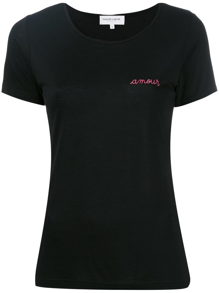 Maison Labiche - 'amour' Embroidered T-shirt - Women - Viscose - S, Women's, Blue, Viscose