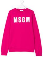Msgm Kids Logo Print Sweatshirt - Pink & Purple