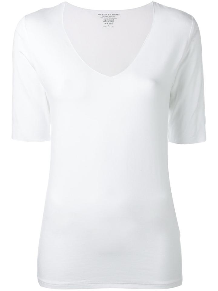 Majestic Filatures V-neck T-shirt, Women's, Size: Ii, White, Spandex/elastane/viscose