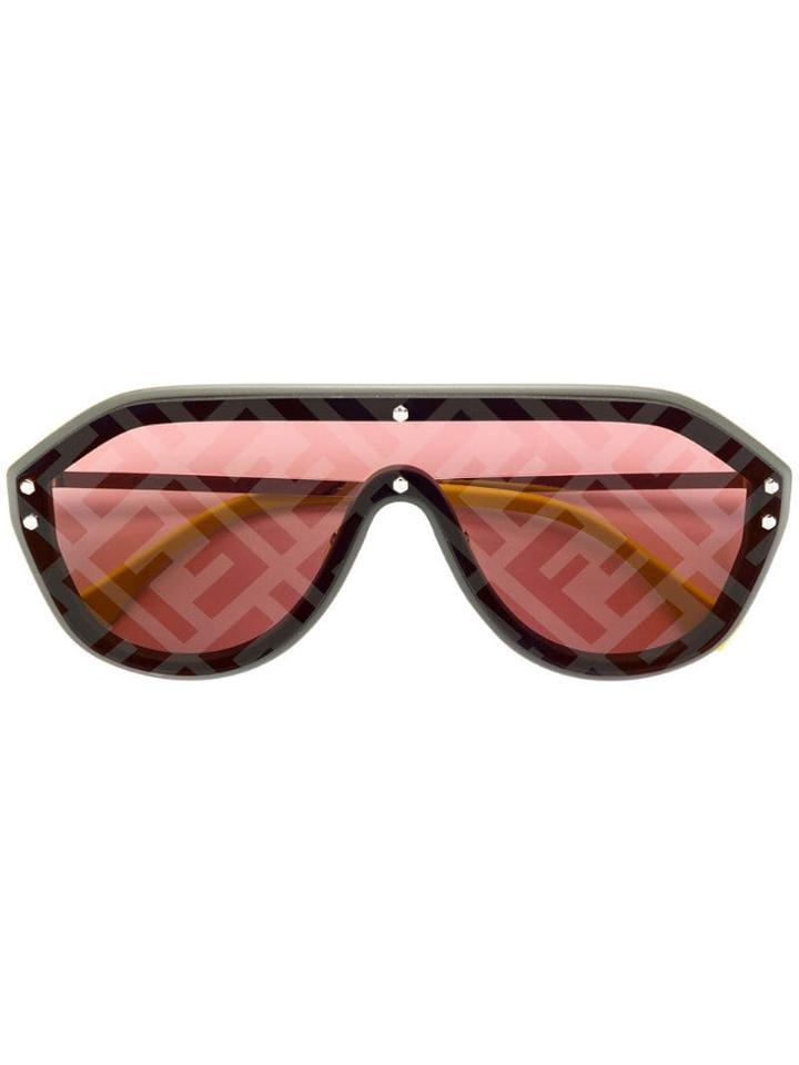 Fendi Eyewear Logo Aviator Sunglasses - Grey