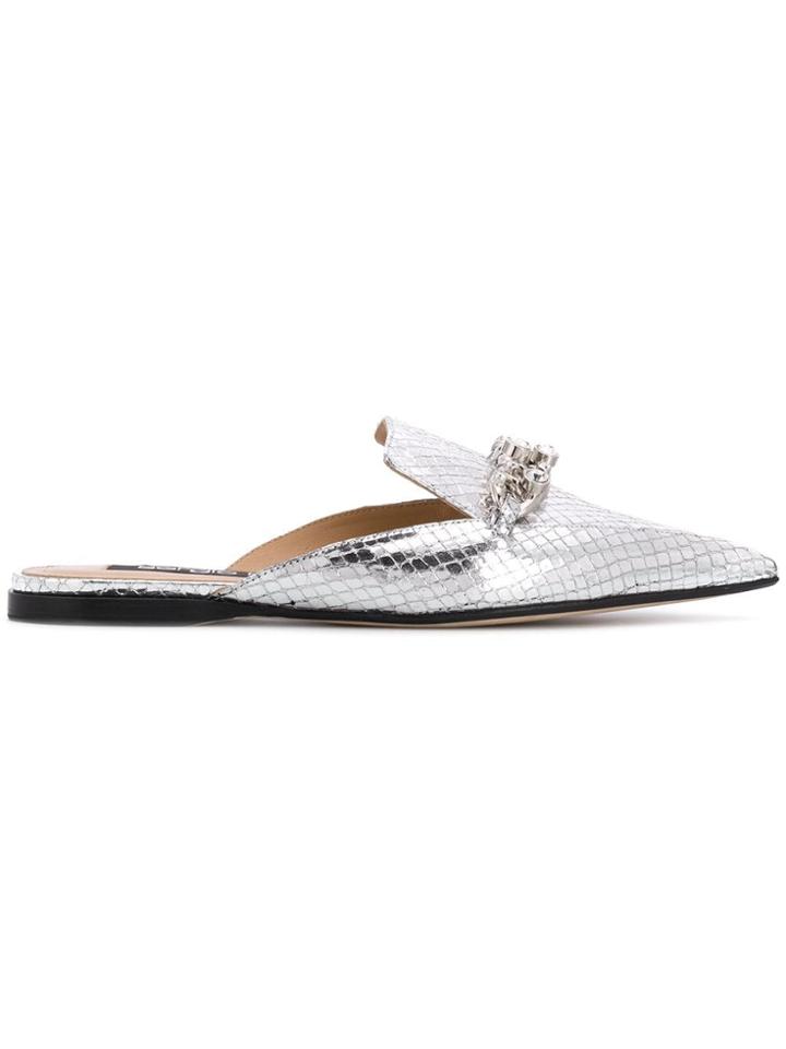 Sergio Rossi Sr Chain Pointed Pumps - Silver