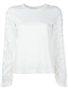 See By Chloé Embellished Sleeve Top, Women's, Size: Xs, White, Cotton