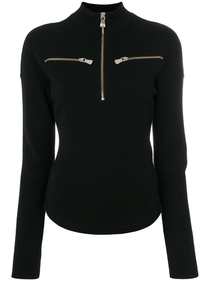 Versus - Zip Placket Top - Women - Wool - 38, Black, Wool