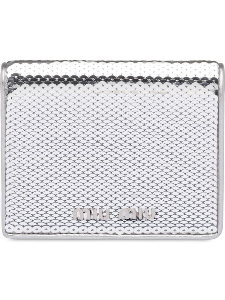 Miu Miu Sequin Bifold Wallet - Silver