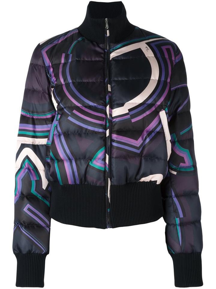 Emilio Pucci Padded Bomber Jacket, Women's, Size: 40, Blue, Polyester/polyamide/feather Down