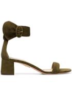 Aquazzura Moss Green Palace 50 Suede Leather Sandals