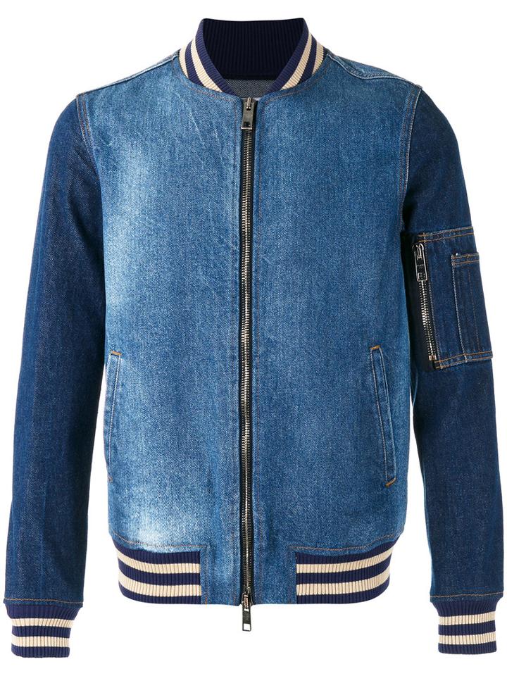 Ports 1961 Denim Bomber Jacket, Men's, Size: 48, Blue, Cotton/spandex/elastane