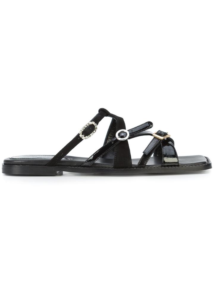 Mm6 Maison Margiela Strappy Flat Sandals - Black