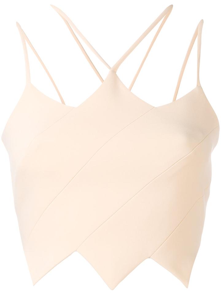 David Koma - Jagged Strappy Crop Top - Women - Elastodiene/acetate/lyocell/viscose - 10, Nude/neutrals, Elastodiene/acetate/lyocell/viscose