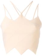David Koma - Jagged Strappy Crop Top - Women - Elastodiene/acetate/lyocell/viscose - 10, Nude/neutrals, Elastodiene/acetate/lyocell/viscose