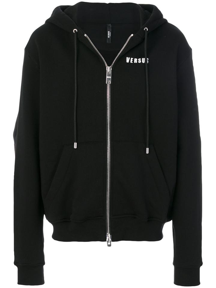 Versus Rear Logo Print Hoodie - Black